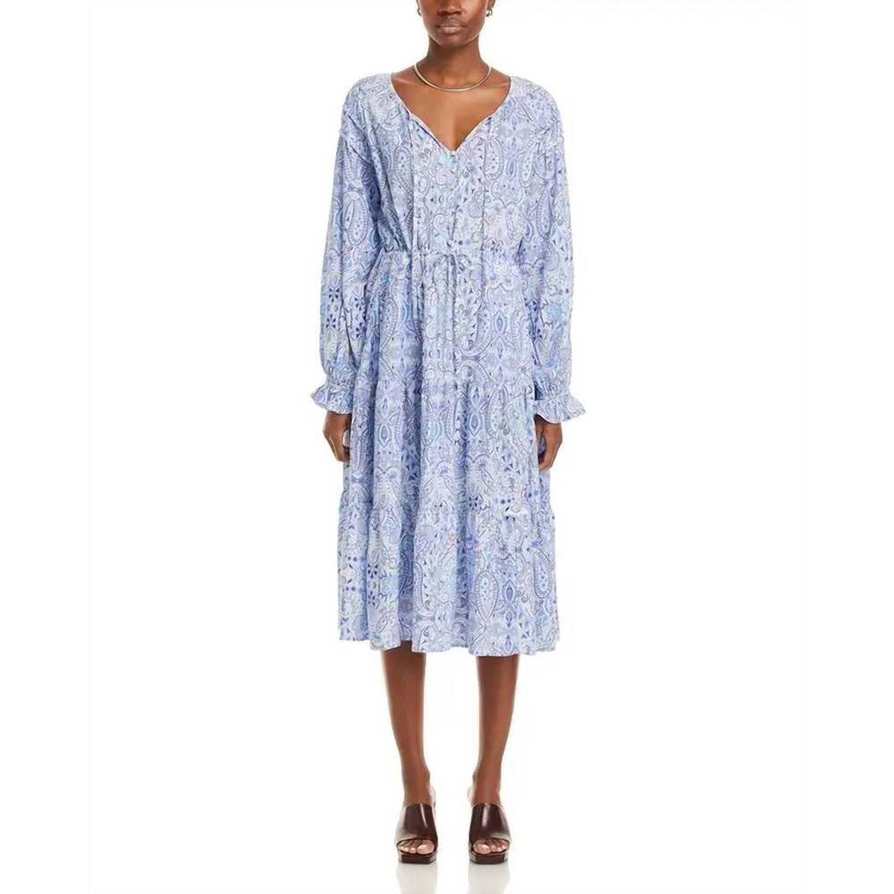 NEW KOKO + MASON long sleeve paisley maxi dress in blue